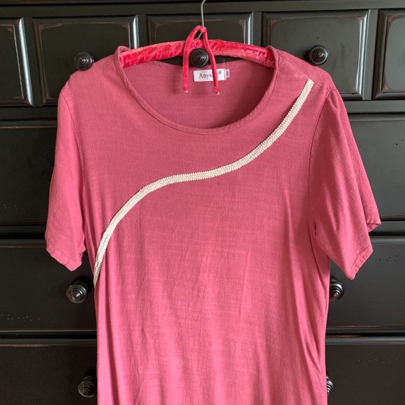 Maxi dress, ANYSIZE 100, dark pink, linen, with detail - Picture 2 of 5